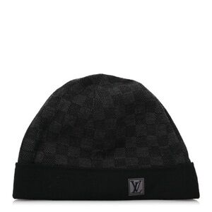 Louis Vuitton Black Knit Hat with Logo